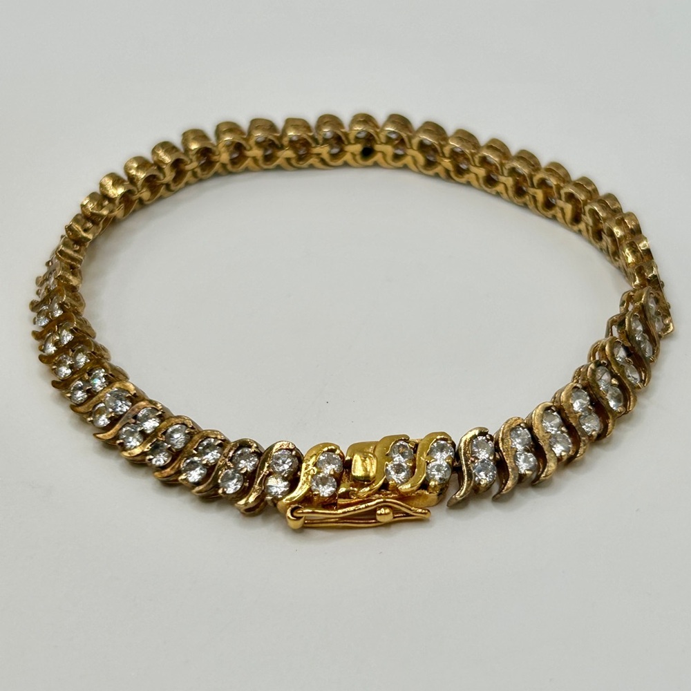Vintage Designer Gold Vermeil Sterling Tennis Bracelet​ - Picture 11 of 11